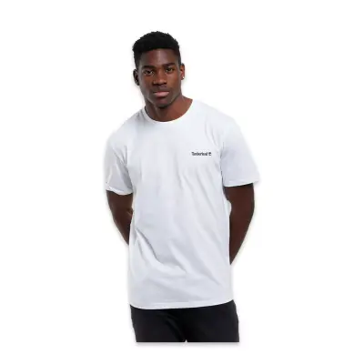 Timberland Tb0A5Qqt Small Linear Logo Print Tee Beyaz Erkek T-Shirt 