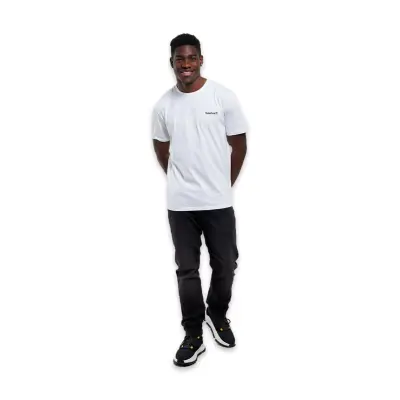 Timberland Tb0A5Qqt Small Linear Logo Print Tee Beyaz Erkek T-Shirt - 3
