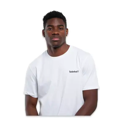 Timberland Tb0A5Qqt Small Linear Logo Print Tee Beyaz Erkek T-Shirt - 4