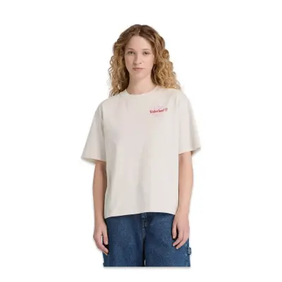 Timberland Tb0A5Rxm Graphic Sleeve Tee Beyaz Kadın T-Shirt 
