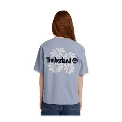 Timberland Tb0A5Rxm Graphic Sleeve Tee Mavi Kadın T-Shirt - Timberland (1)