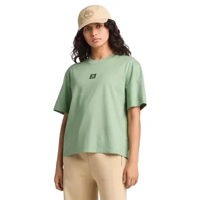 Timberland Tb0A5Rzx Stack Logo -Sleeve Tee Açık Yeşil Kadın T-Shirt 