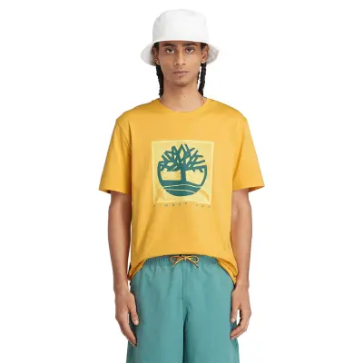 Timberland Tb0A5Udb Sleeve Front Graphic Tee Sarı Erkek T-Shirt 
