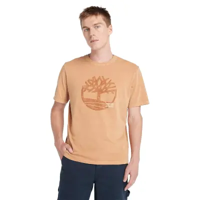 Timberland Tb0A5Uek Garmentdyelogographictee Kahverengi Erkek T-Shirt 