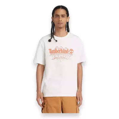 Timberland Tb0A5Ufu Sleeve Graphic Slub Beyaz Erkek T-Shirt - 1