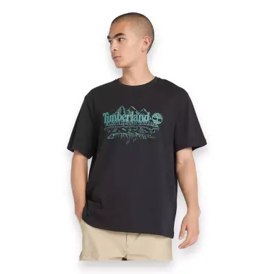 Timberland Tb0A5Ufu Sleeve Graphic Slub Siyah Erkek T-Shirt - 1