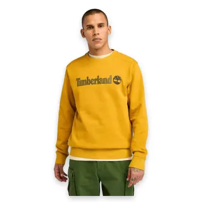 Timberland Tb0A5Ujy Linear Logo Crew Neck Sarı Erkek Sweatshirt - 1