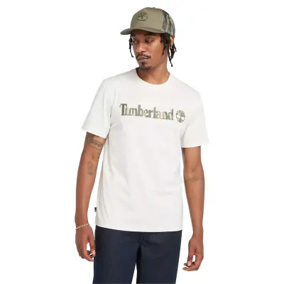 Timberland Tb0A5Unf Camo Linear Logo Tee Beyaz Erkek T-Shirt - 1