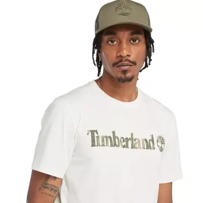 Timberland Tb0A5Unf Camo Linear Logo Tee Beyaz Erkek T-Shirt - 2