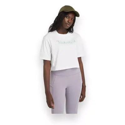 Timberland Tb0A5Vs3 Cropped Sleeve Tee T Beyaz Kadın T-Shirt - 1