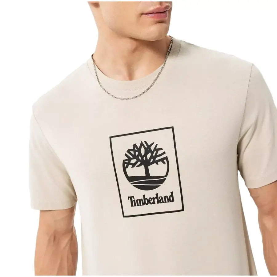 Timberland Tb0A5Zh1 Stack Logo Tee Krem Erkek T-Shirt - 2