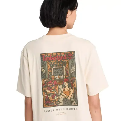 Timberland Tb0A6Dpd Washed Boot Lab Back Graphic Tee Beyaz Erkek T-Shirt - 4