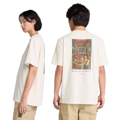 Timberland Tb0A6Dpd Washed Boot Lab Back Graphic Tee Beyaz Erkek T-Shirt 