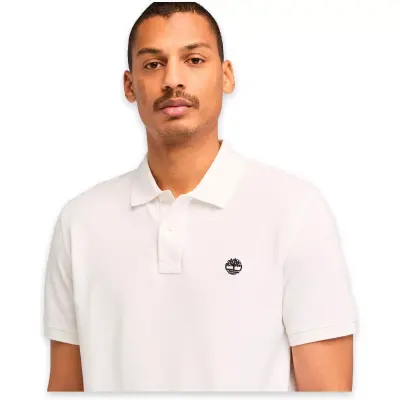 Timberland Tb0A6Vdp Millers River Pique Sleeve Polo Beyaz Erkek T-Shirt - 4