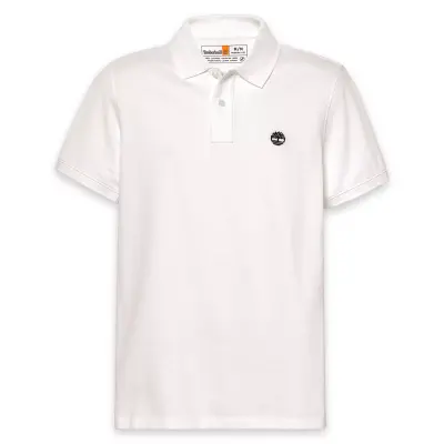 Timberland Tb0A6Vdp Millers River Pique Sleeve Polo Beyaz Erkek T-Shirt - 5