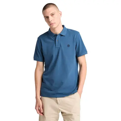Timberland Tb0A6Vdp Millers River Pique Sleeve Polo Mavi Erkek T-Shirt 