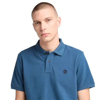 Timberland Tb0A6Vdp Millers River Pique Sleeve Polo Mavi Erkek T-Shirt - 4