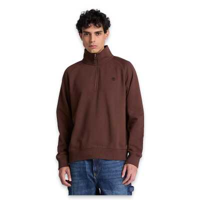 Timberland Tbc0Yhb9 Exeter River Tree Embroidered Logo 1/4 Z Kahverengi Erkek Sweatshirt - Timberland