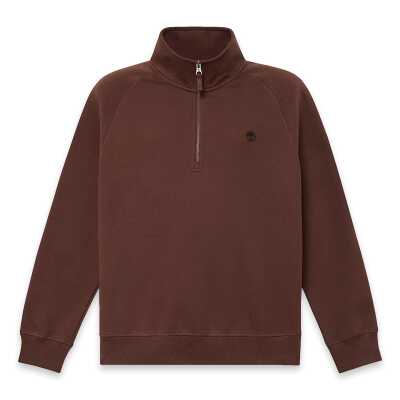 Timberland Tbc0Yhb9 Exeter River Tree Embroidered Logo 1/4 Z Kahverengi Erkek Sweatshirt - 4