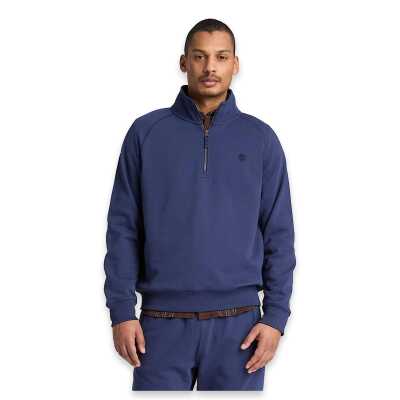 Timberland Tbc0Yhb9 Exeter River Tree Embroidered Logo 1/4 Z Mavi Erkek Sweatshirt - Timberland