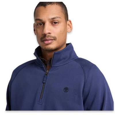 Timberland Tbc0Yhb9 Exeter River Tree Embroidered Logo 1/4 Z Mavi Erkek Sweatshirt - 3