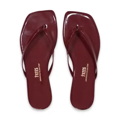 Tkees Tk-1014Z Parmak Arası Kare Burun Bordo Kadın Terlik 