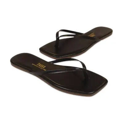 Tkees Tk-1014Z Parmak Arası Kare Burun Siyah Kadın Terlik - TKEES (1)