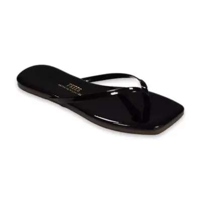 Tkees Tk-1014Z Parmak Arası Kare Burun Siyah Rugan Kadın Terlik - 3