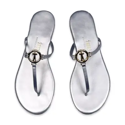 Tkees Tk-2112 Klasik Tokali Parmak Arası Gümüş Kadın Terlik - 3