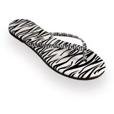 Tkees Tk-2209 Klasik Desenli Parmak Arası BeyazSiyah Kadın Terlik 