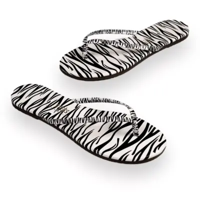 Tkees Tk-2209 Klasik Desenli Parmak Arası BeyazSiyah Kadın Terlik - 5