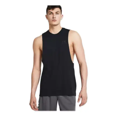 Under Armour 1329286 Ua Left Chest Cut Off Tank Siyah Erkek Atlet - 1