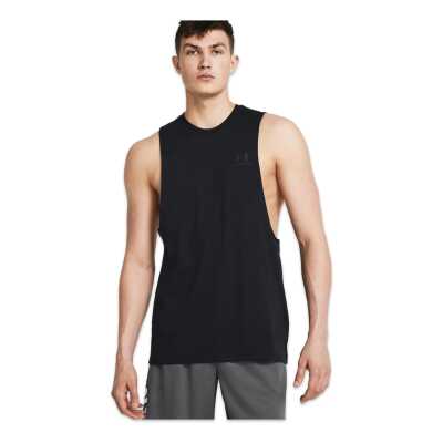 Under Armour 1329286 Ua Left Chest Cut Off Tank Siyah Erkek Atlet - 1