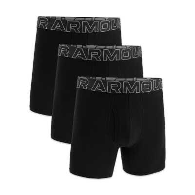 Under Armour 1383889 Ua Performance Cotton Solid 6 In 3Pk Boxer Siyah Erkek Iç Giyim - Under Armour