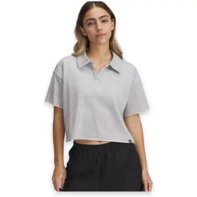 Under Armour 1389639 Ua Icon Terry Polo Gri Kadın T-Shirt - 1