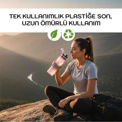 Uzspace 3026 500 Ml Gradient Renk Soft-Touch Tritan Su Matarası Mavi Unisex Suluk & Matara - 3
