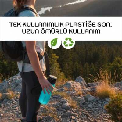 Uzspace 3037 650 Ml Soft-Touch Tritan Su Matarası Mavi Unisex Suluk & Matara - 3