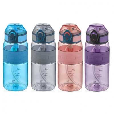 Uzspace 4105 440 Ml Silikon Gövde Pipetli Tritan Su Matarası Mavi Unisex Suluk & Matara - UZSPACE (1)