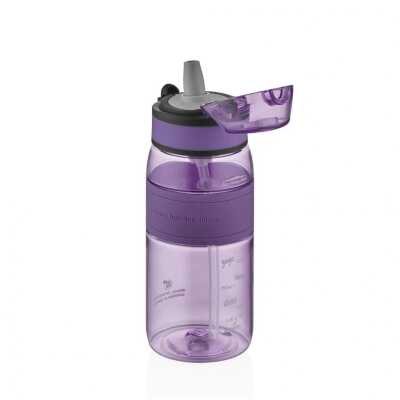 Uzspace 4105 440 Ml Silikon Gövde Pipetli Tritan Su Matarası Mor Unisex Suluk & Matara - UZSPACE
