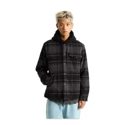 Vans Vn000P7V Piedmont Hooded Plaid Shacket Siyah Erkek Ceket - 1