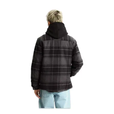 Vans Vn000P7V Piedmont Hooded Plaid Shacket Siyah Erkek Ceket - 3