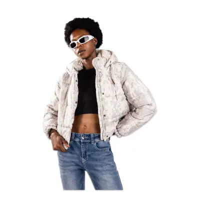 Vans Vn000Pk2 Hillgate Aop Cropped Puffer Bej Kadın Mont - 1