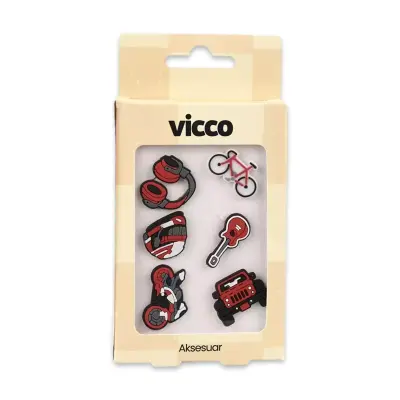 Vicco Jibbitz 996.A26Y001 Charms 6 Pack Kırmızı Unisex Trend 