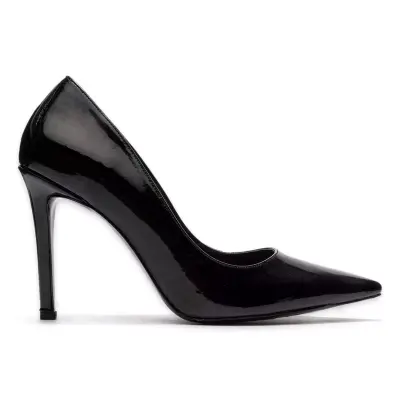 Zeyn 4017 Bolinya Rugan Stiletto Siyah Kadın Ayakkabı - 1
