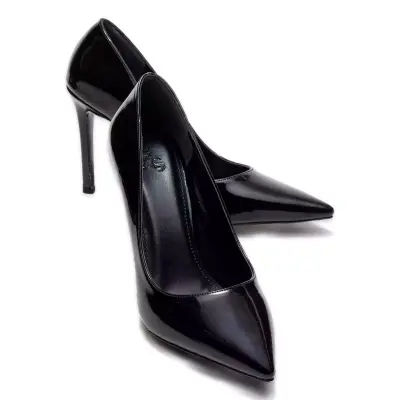 Zeyn 4017 Bolinya Rugan Stiletto Siyah Kadın Ayakkabı - ZEYN (1)